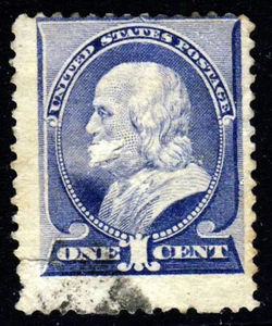 U.S.A. 1887 1c. Blue Benjamin Franklin SG 217 VFU - Picture 1 of 2