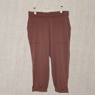 Lisa Rinna Collection Petite Rose Colored Banded Bottom Knit Crop Pants Size MP
