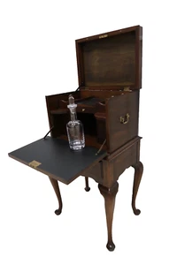 Henkel Harris Mahogany Wine Cellarette Silver Chest With Key - Picture 1 of 19