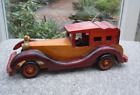 Vintage Wooden Toy Car Wood 25Cm Long 9Cm Wide 9Cm High Wheels Turn