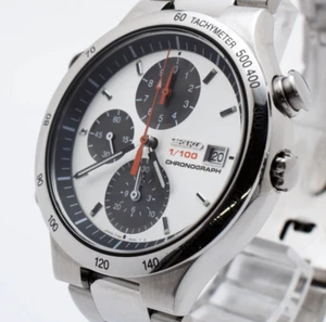 RARE! [N MINT] SEIKO Speedtimer 7T52-6A20 Chronograph Black Qz Men's Watch JAPAN - Picture 1 of 15