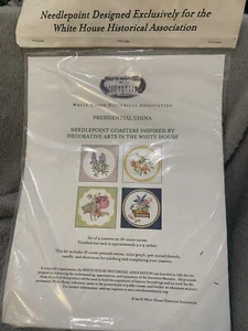 New White House Historical Association Presidential China Needlepoint Coasters - Picture 1 of 4