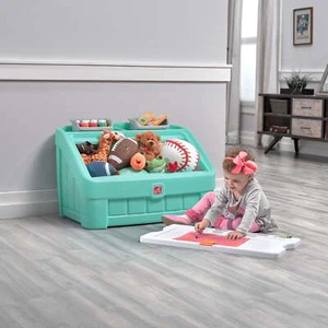 2-in-1 Mint Toy Storage Box & Art Lid Plastic Toddler Toy Chest - Picture 1 of 9