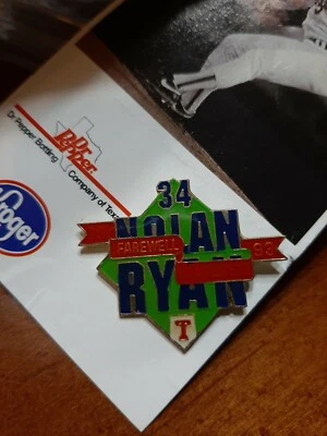 Nolan Ryan 1993 # 34 Farewell to a Legend Pin Series Sponsored by Dr. Pepper cap - Image 1 of 4