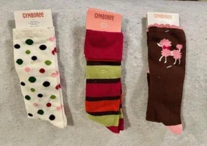 NWT Gymboree Girl's Knee High Socks 5 7 Yrs Shoe Sz 11 13 Dot Striped Poodle - Picture 1 of 4