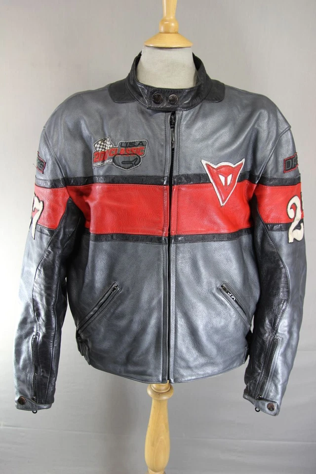 DAINESE VINTAGE USA 200 CLASSIC BARRY SHEENE LEATHER BIKER JCKT + CE ARMOUR 48IN - Image 1 of 4