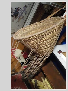 Apache Burden Basket 18.5 x 15 plus fringe very large 54 tinklers c. 1990 - Picture 1 of 6