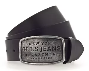 H.I.S 40mm Leather Belt W115 cinturón negro - Imagen 1 de 2