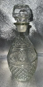 Princess House Clear Glass Decanter with Stopper, Crown and Grape Etch 10” - Picture 1 of 12