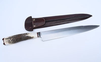 Böker Arbolito Stag Handle Fixed Blade Knife Argentina w/ Leather Sheath - Image 1 of 4