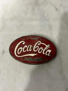 Raro Vintage 4” Coca-Cola Vetro/Resina 5 Centesimi Alla Fontana Fibbia Cintura Metallo - Foto 1 di 2