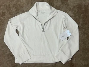 Neu mit Etikett Athleta XS 3/4-Reißverschluss Langarm sportlich Training Yoga magnolienweiß Pullover - Bild 1 von 4