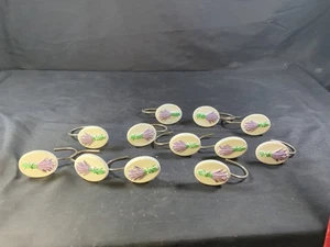 Blumenstrauß Lavendel Floral Metall Duschvorhang Haken 12er Set Blumen Badezimmer  - Bild 1 von 5