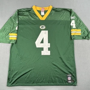 Green Bay Packers Jersey Mens 2XL Green Gold NFL Football Brett Favre 4 Reebok - Picture 1 of 11