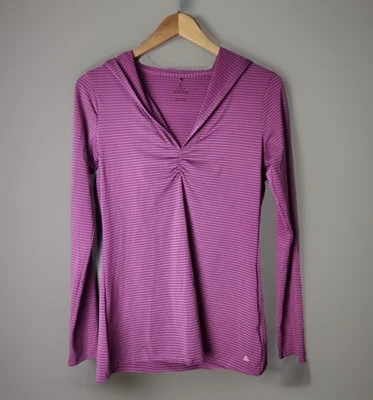 PrAna Sudadera con Capucha Mujer Mediana Rosa Gris Perry Rayas Pullover Top Foto 1 de 4