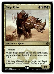 MTG Foil Siege Rhino - Khans of Tarkir Moderately Played English - Picture 1 of 2