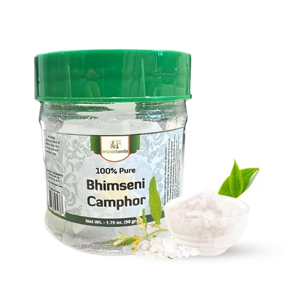 ANCIENT VEDA 100% Pure Natural Bhimseni Camphor Tablet | Aromatherapy Camphor | - Image 1 of 4