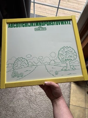 Vintage SESAME STREET Chalkboard /Dry Erase Board Wood Frame 17½"x15½" Excellent - Image 1 of 2