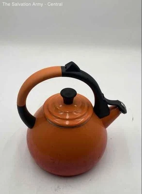 Le Creuset Orange Home Kitchenware Tabletop Collectible Handled Tea Pot With Lid - Image 1 of 4