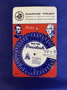 Vintage 1963 Marine Midland Bank Buffalo NY Souvenir Wheel Know Your Presidents - Picture 1 of 1