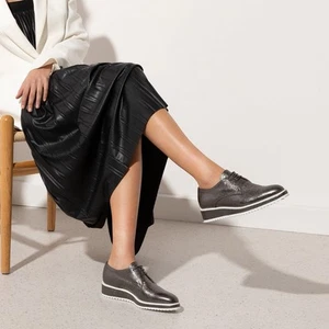 Habbot Shoes Hunter Grey/Black Platform Leather Shoe Size 38 US 7 $465 - Picture 1 of 19