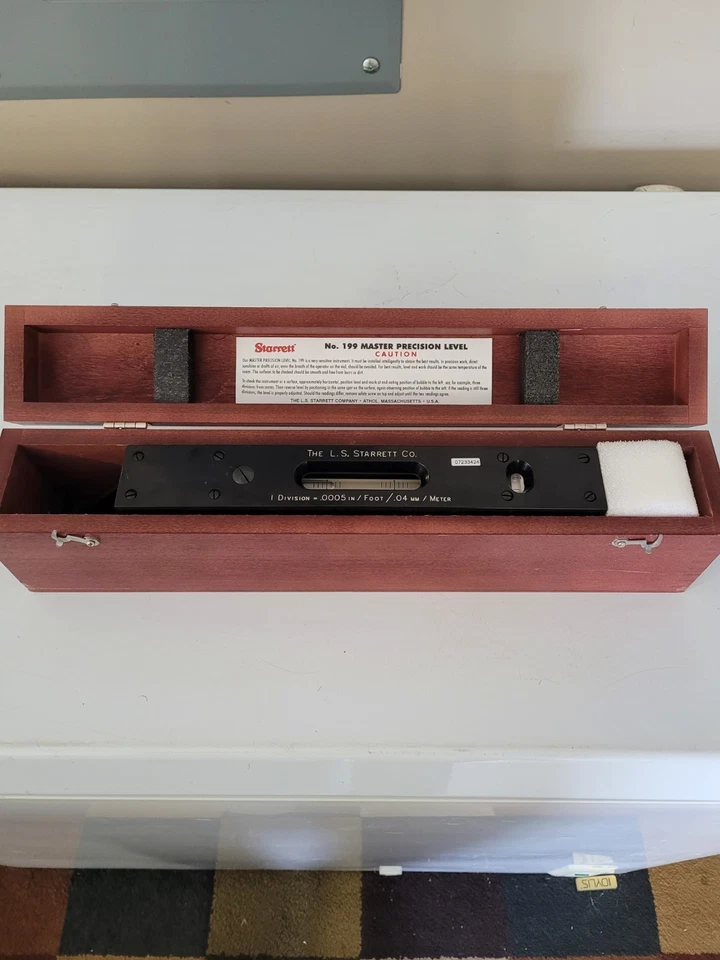 Starrett No. Nivel de configuración de máquina Master Precision 199-15" con estuche de madera Foto 1 de 4