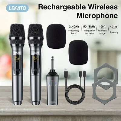 LEKATO Wireless System Microphone UHF Dynamic Cordless Handheld Receiver K380S - Image 1 of 4