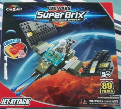 Jet Attack Super Brix Lite Wars Building Bricks System by Cra-Z-Art 89pc New - Image 1 of 4