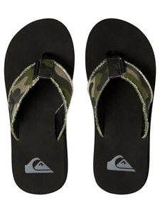 QUIKSILVER MENS FLIP FLOPS.NEW MONKEY ABYSS CAMO COTTON CANVAS THONGS SANDAL S25 - Picture 1 of 5