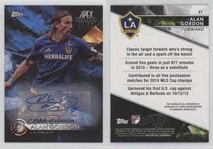 2016 Topps Apex Blue Auto /99 Alan Gordon #87 Auto