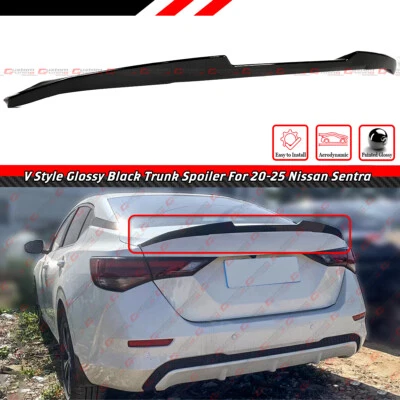 FOR 2020-2025 NISSAN SENTRA V STYLE GLOSS BLACK HIGH KICK DUCKBILL TRUNK SPOILER - Image 1 of 4