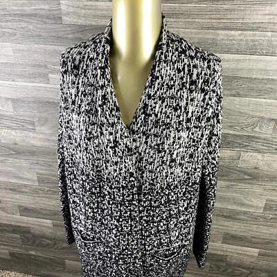 Cárdigan suéter para mujer ATHLETA frente abierto negro/blanco mezcla de lana cachemir XS Foto 1 de 4