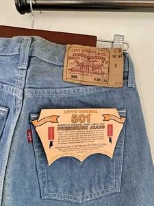 Jeans Preencogidos Levi's 501 Nuevos con Etiquetas Hechos en España 28x34 Verdadero Vintage Años 90 Desteñidos al Sol - Imagen 1 de 19