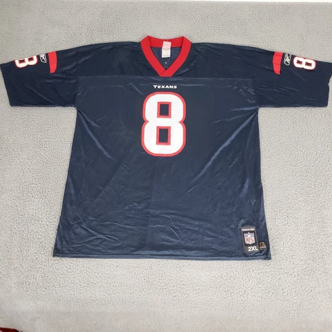 Houston Texans Jersey Mens 2XL Blue Reebok 8 David Carr Nylon NFL XXL Cover