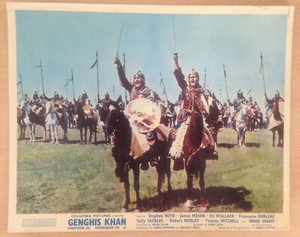 Publicity Stills: GENGHIS KHAN 1965 (2 UK Lobby Cards) Omar Sharif James Mason
