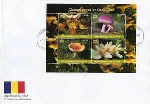 Chad 2018 FDC Mushrooms & Orchids 4v M/S Cover Champignons Flowers Fungi Stamps - Picture 1 of 1