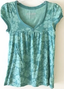 The Orig. Arizona Jean Company Womens SZ XS Short Sleeve VNeck Shirt Aqua Green - Picture 1 of 7