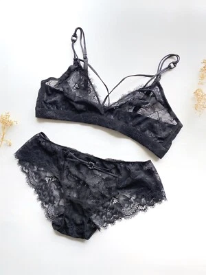 Sutiã novo com etiquetas INTIMISSIMI UE 85B EUA UK 38B cuecas tamanho P preto renda sexy - Imagem 1 de 4