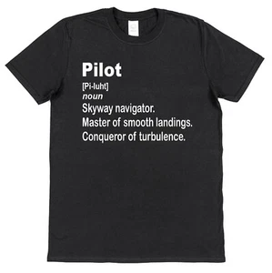 Pilot Dictionary Definition T-Shirt Airline Flying Plane Aviation Flight Crew - Picture 1 of 5