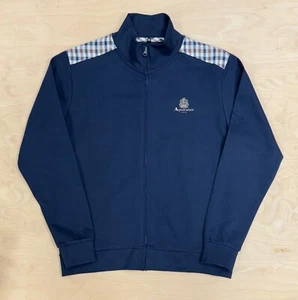 AQUASCUTUM  Active Full Zip Mockneck Club Check Track Top Navy Sweatshirt Jacket - Picture 1 of 2