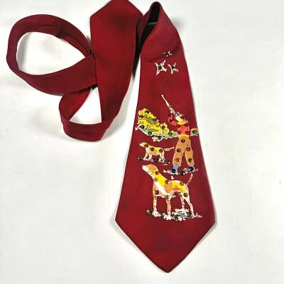 Corbata de caza de seda vintage años 40 Foto 1 de 4