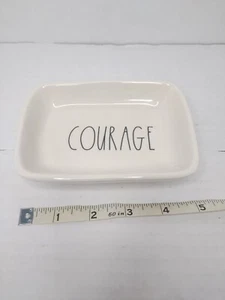 Rae Dunn Artisan Collection Magenta COURAGE Trinket Tray Soap Dish White Ceramic - Picture 1 of 3
