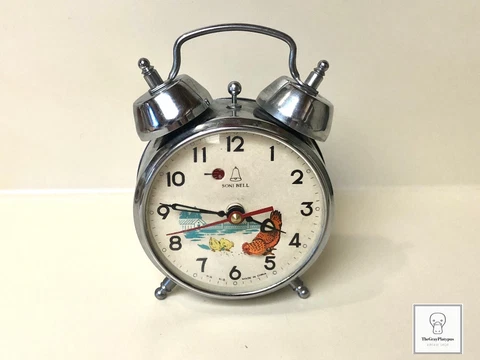 Vintage Soni Bell Double Bell Alarm Clock Featuring Barnyard Chicken / Works! Cover