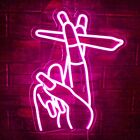 Hand Neon Signs Pink Led Neon Signs For Wall Decor, Gesture Neon Signs Usb Ha...
