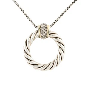 David Yurman Diamond Circle Twisted Cable Pendant - Picture 1 of 7
