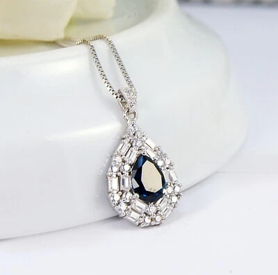  Damenanhänger  charismatische Anhänger Sterling Silber 925 Saphir +Topas - Bild 1 von 4