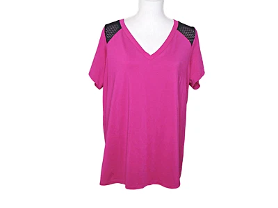 Camiseta Pullover Torrid Activewear Mujer Rosa Negra Cuello en V Manga Corta Talla 0 Foto 1 de 4