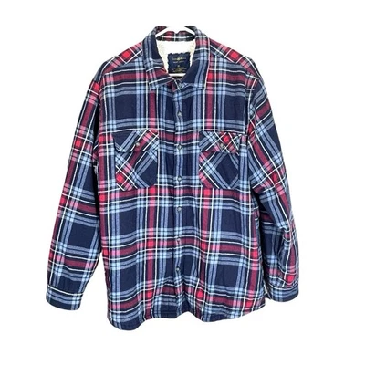 Club Room Shirt Jacket Mens XL Blue Plaid Sherpa Lined Barn Coat Gorpcore - Image 1 of 4