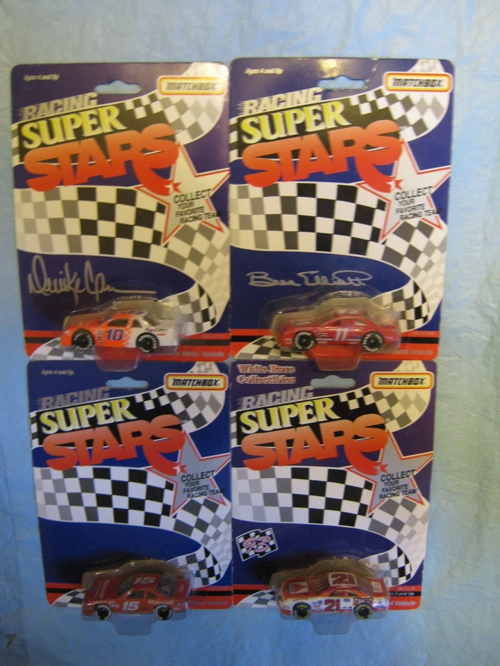 FOUR {4} MATCHBOX 1992 RACING SUPER STARS-#10-#11-#15-#21-DIE CAST 1/64 CARS - Image 1 of 1