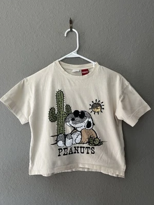 Zara X Peanuts Sequined T Shirt Kids Sz 8 EUC - Image 1 of 4